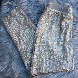 Chico’s Sequin Front Velvet Back Pants NWT